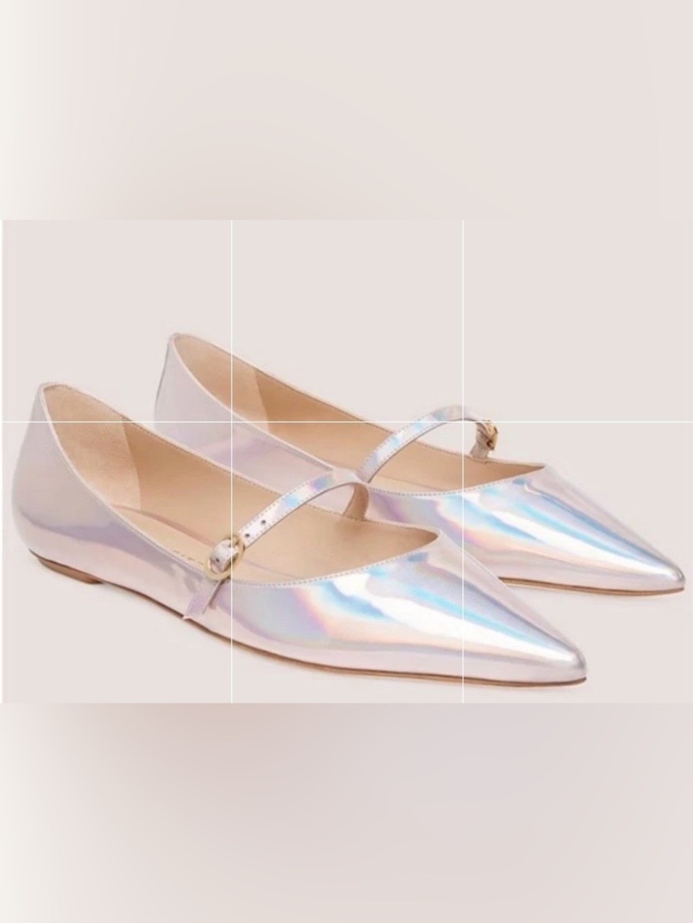 Stuart Weitzman Emilia Mary Jane Flats Iridescent Patent Leather Ballet 7.5.